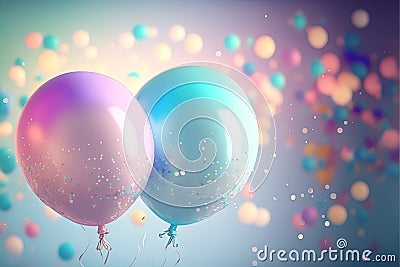 Pastel party balloons. Generative Ai Stock Photo