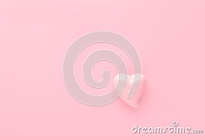 Pastel pink background with a heart with copy space Stock Photo