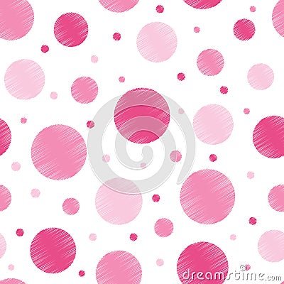 Pastel pink scribble polka dots vector seamless Vector Illustration