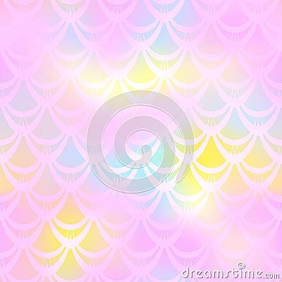 Pastel pink yellow mermaid skin background. Girlish iridescent background. Stock Photo