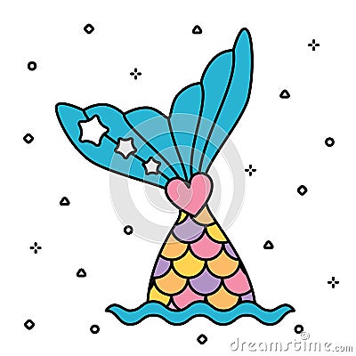 Pastel rainbow mermaid tail cute colorful isolated Vector Illustration