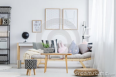 Pastel room with sofa Stock Photo