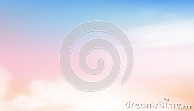 Pastel sky in blue, pink and orange in morning,Fantasy Colourful cloudy sunset sky,Vector illustration sweet background for four Vector Illustration