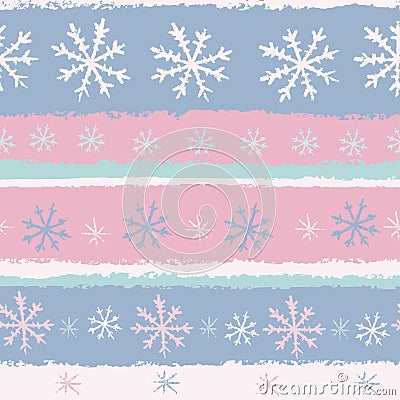 Pastel snowflakes seamless pattern Vector Illustration