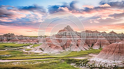 Pastel Sunset At Badlands National Park Stock Photo