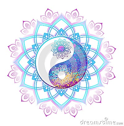 Pastel symbol of yin yang Vector Illustration