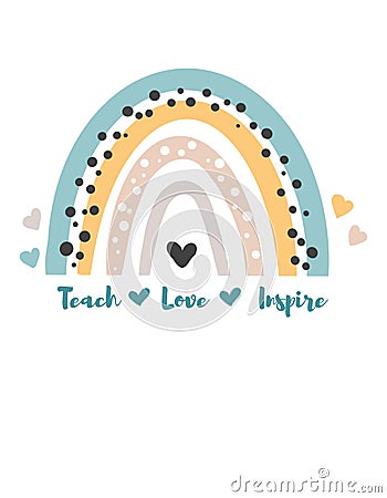 Pastel Teach Love Inspire Rainbow T-Shirt Stock Photo