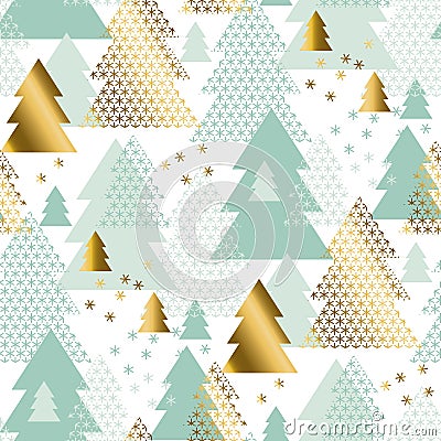 Pastel tender Christmas tree seamless pattern Vector Illustration
