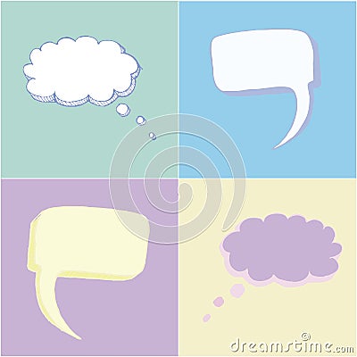 Pastel Thought Balloons Vector Illustration