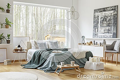 Pastel warm bedroom interior Stock Photo