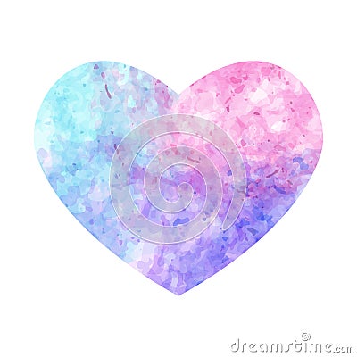 Pastel watercolor heart on white background Vector Illustration