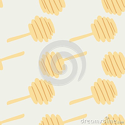 Pastel yellow honeyspoon simple seamless pattern. Light pale background Cartoon Illustration