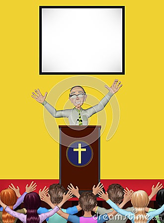 Pastor Mass Praying Worshiping God Church Illustration Stock Photo