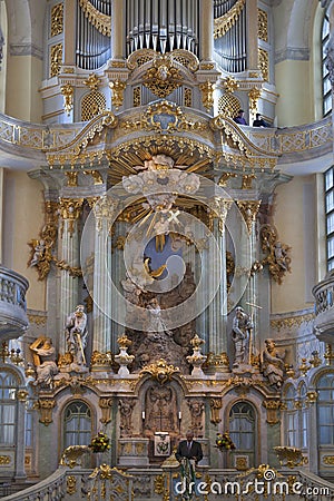 Pastor sermon in Dresden Frauenkirche Editorial Stock Photo