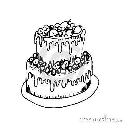 Pastries pastries cakes cupcakes graphics vector engraving Vector Illustration