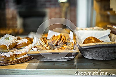 Pastries and cakes in a typical Norwegian bakery - 2 Stock Photo