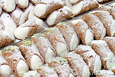 Pastries, cannoli of Sicily Stock Photo