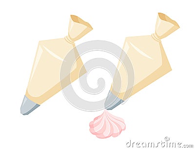 Pastry bag with cream Vector Illustration