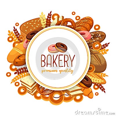 Pastry and bakery food for bakehouse badge Vector Illustration