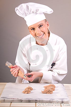 Pastry Chef Chocolate Meringue Stock Photo