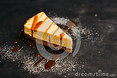 Pastry dessert new york cheesecake sugar powder Stock Photo