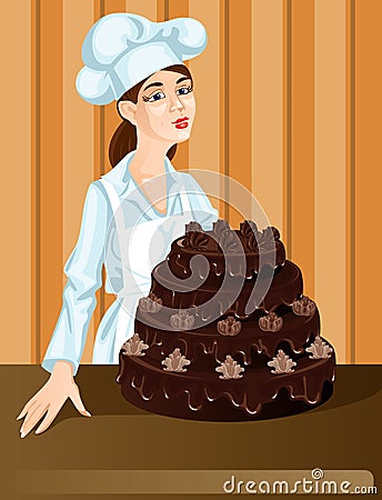 Pastry Girl Vector Illustration