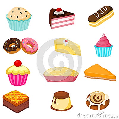 Pastry,pies and flour products vector stock image. Vector Illustration