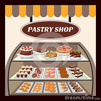 Pastry Shop Background Vector Illustration