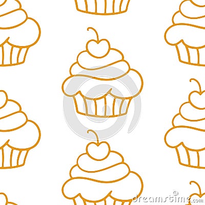 Pastry, sweet bakery seamless pattern with baked goods Vector Illustration