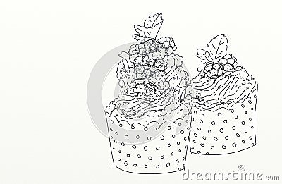 Pastry sweets with cream and fruit, pastries, cakes and cream puffs Stock Photo