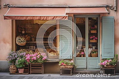 Pastryshop front view, created with generative AI Stock Photo
