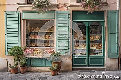 Pastryshop front view, created with generative AI Stock Photo