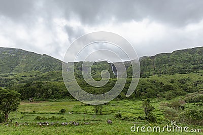 Pasture and Poco Ribeira do Ferreiro Stock Photo