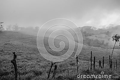 Pastures and rural areas near the tropical cloud forest of Costa Rica Stock Photo