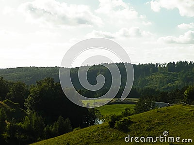 Pastures in the Wiezyca Stock Photo