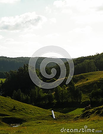 Pastures in the Wiezyca Stock Photo