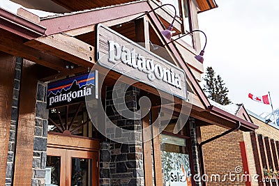 Patagonia Store On Banff Avenue in Alberta, Canada Editorial Stock Photo
