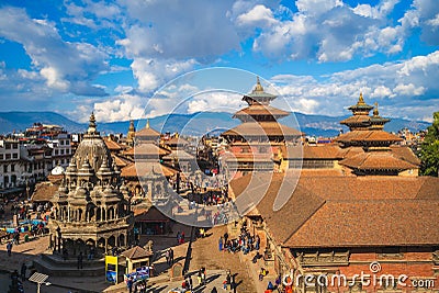 Scenery of Patan Durbar Square at Kathmandu, Nepal Stock Photo