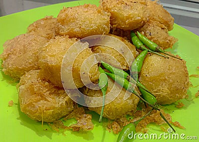 Patatos cakes named perkedel. Traditional Indonesian food Stock Photo