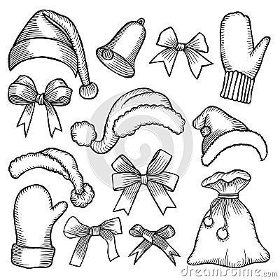 Patch badges of different Merry Christmas Vector Illustration