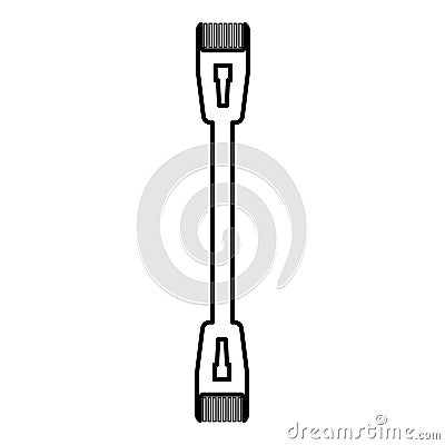 Patch cable path cord ethernet technology rj45 net concept contour outline line icon black color vector illustration image thin Vector Illustration