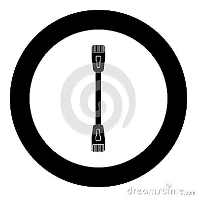 Patch cable path cord ethernet technology rj45 net concept icon in circle round black color vector illustration image solid Vector Illustration