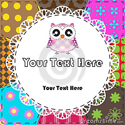 Patchwork background with owl Vector Illustration