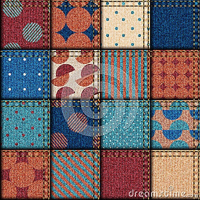 Patchwork of denim fabric Vector Illustration