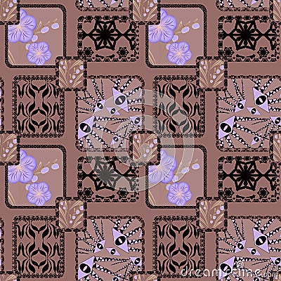 Patchwork design seamless retro design pattern ornament background Stock Photo