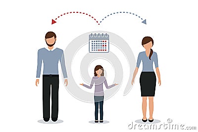 patchwork family time management concept child care divorced parents Vector Illustration