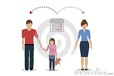 patchwork family time management concept child care divorced parents Vector Illustration