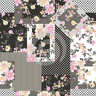 patchwork flower pattern on background Vector Formats Vector Illustration