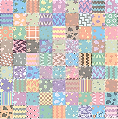 Patchwork handicraft fabric, vector Vector Illustration