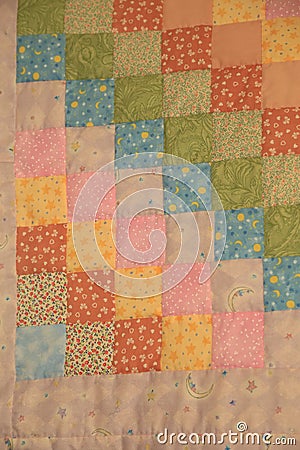 Patchwork multicolored Pastel Amish Handmade Quilts1 Stock Photo